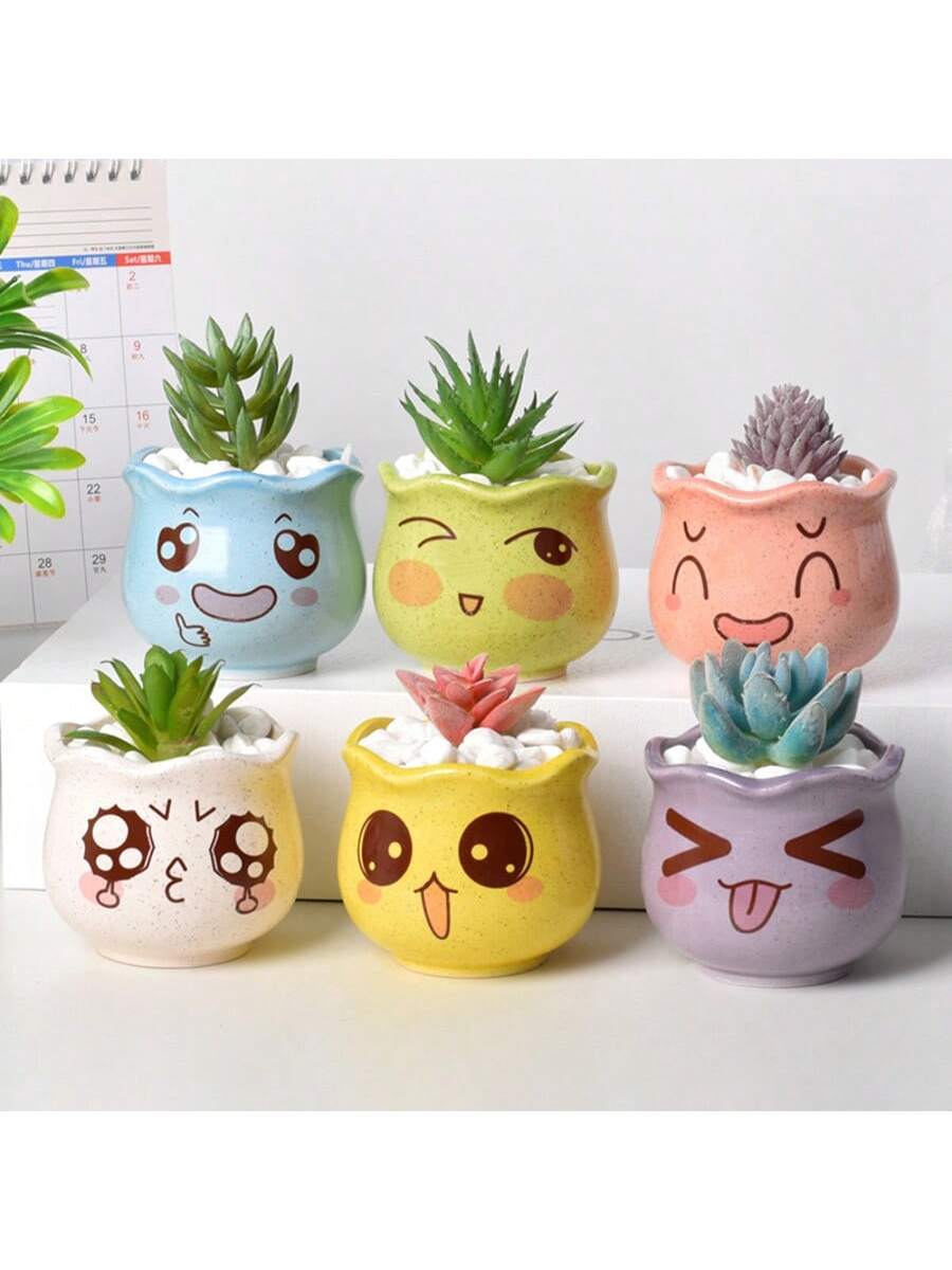 6pcs/set Cartoon Cute Ceramic  - огляд і ціна Aloe Vera Pot