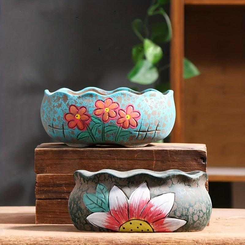 Vintage Hand-Painted Ceramic S - огляд і ціна Aloe Vera Pot