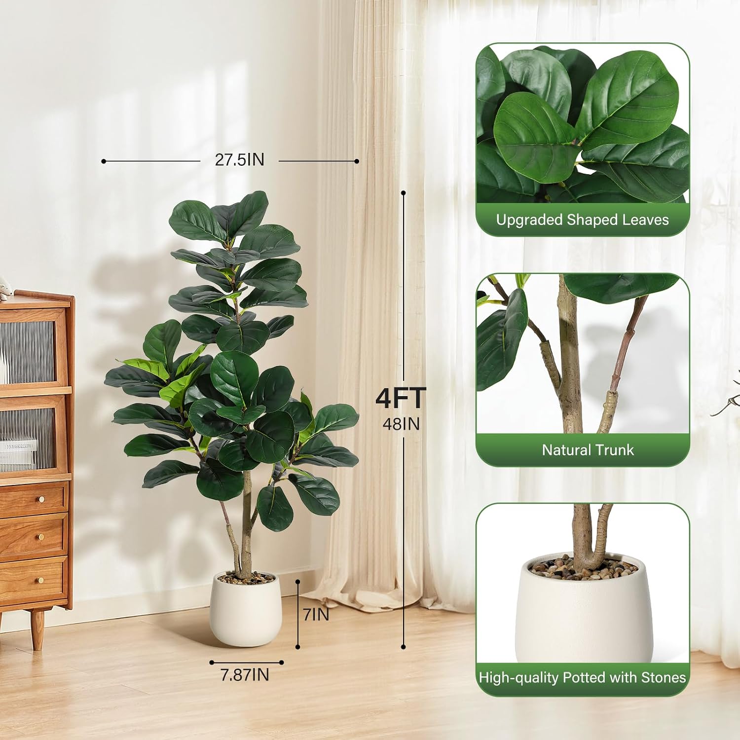 4 ft Fiddle Leaf Fig Tree Arti - огляд і ціна Ficus Lyrata Tree